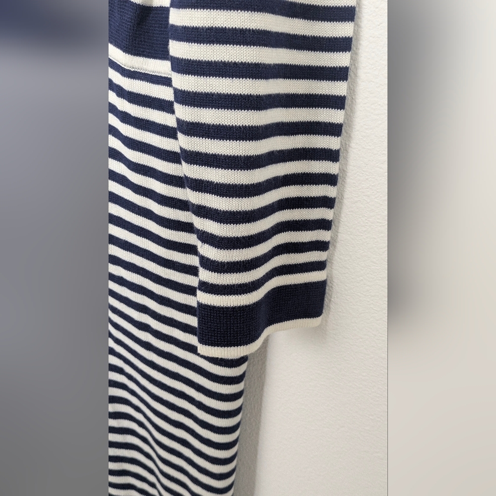 NWT Lauren Ralph Lauren Long Striped Silk Blend Cardigan Navy Nautical Size L - Picture 13 of 16